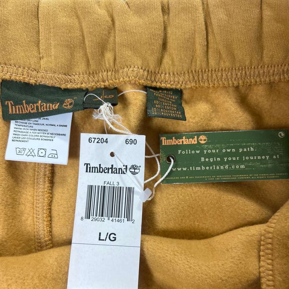Timberland Sweatpants Men's L Mustard Yellow Boot Company Graphic Logo Ankle Zip - Picture 5 of 14